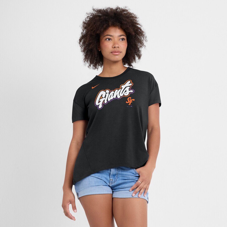 Women's San Francisco Giants Nike Black 2025 City Connect Flowy Fashion Tri-Blend Performance T-Shirt