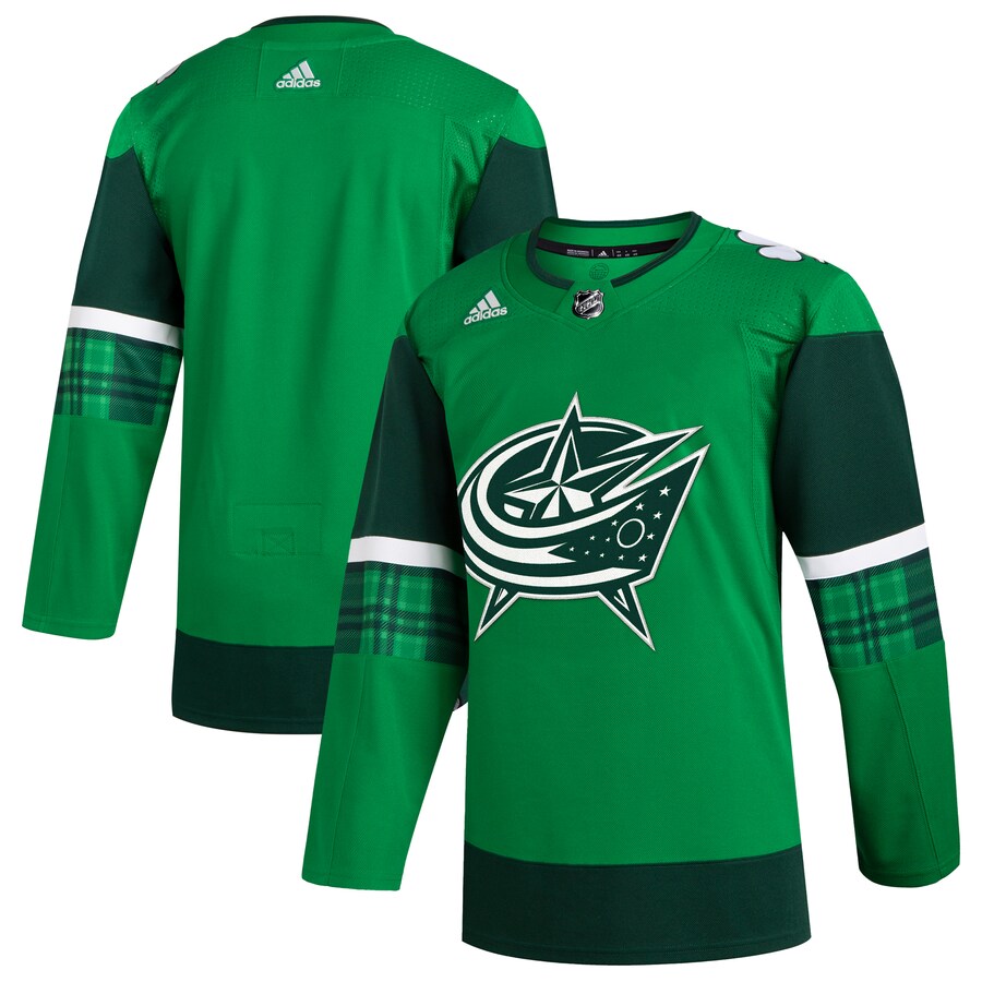 Men's Columbus Blue Jackets  adidas Kelly Green 2023 St. Patrick's Day Primegreen Authentic Jersey