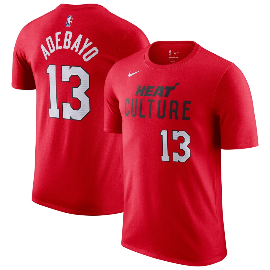 Men's Miami Heat Bam Adebayo Nike Red 2024/25 City Edition Name & Number T-Shirt