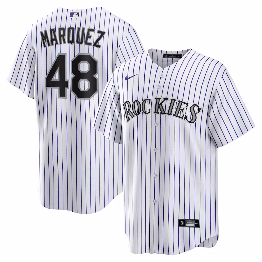 Men's Colorado Rockies German Marquez Nike White Home Replica Jersey