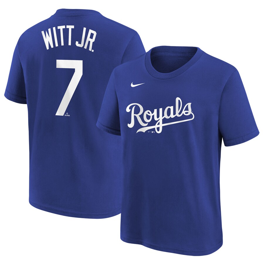 Youth Kansas City Royals Bobby Witt Jr. Nike Royal Player Name & Number T-Shirt