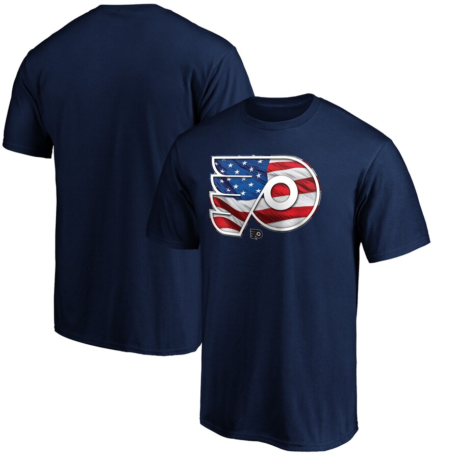 Men's Philadelphia Flyers Navy Banner Wave Logo T-Shirt