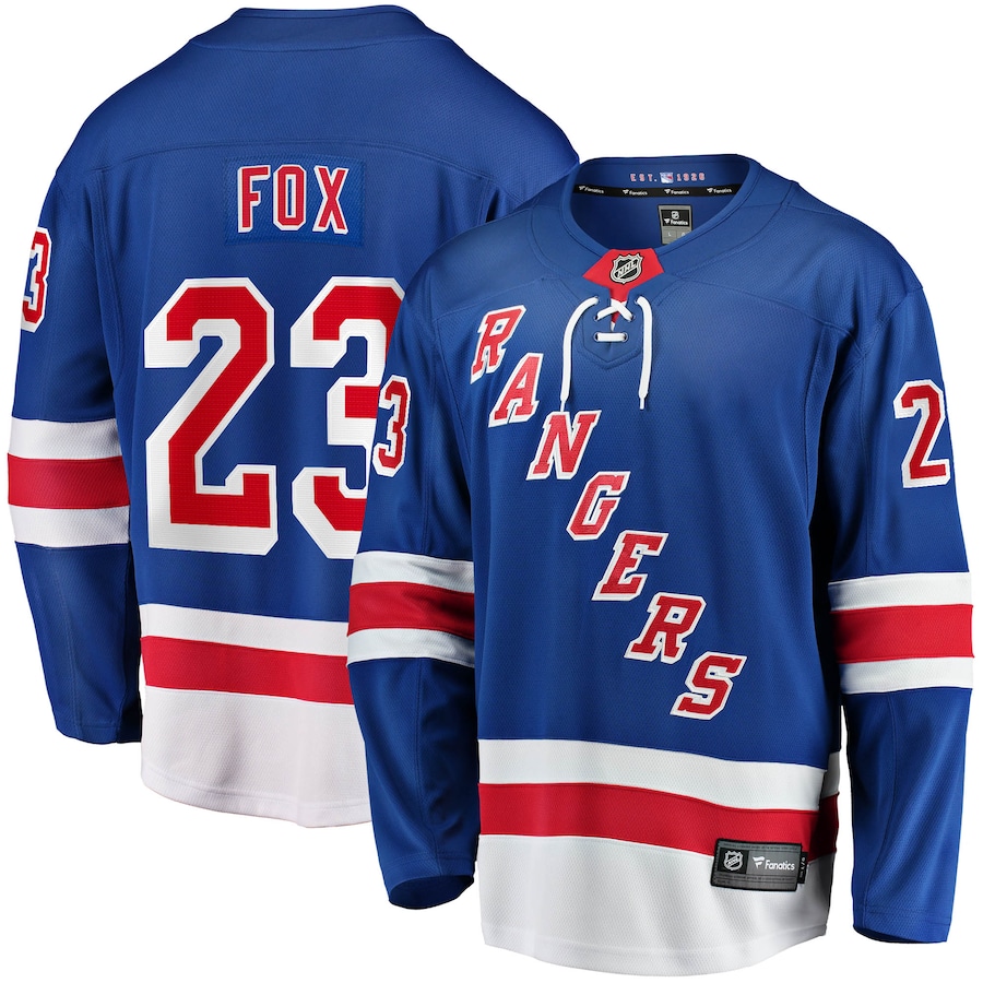 Men's New York Rangers Adam Fox Fanatics Blue Home Breakaway Replica Jersey