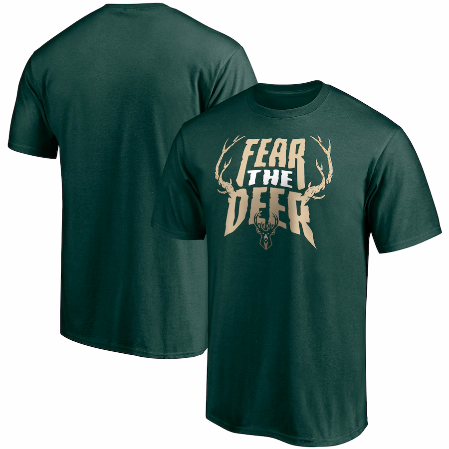 Men's Milwaukee Bucks Fanatics Hunter Green Post Up Hometown Collection T-Shirt