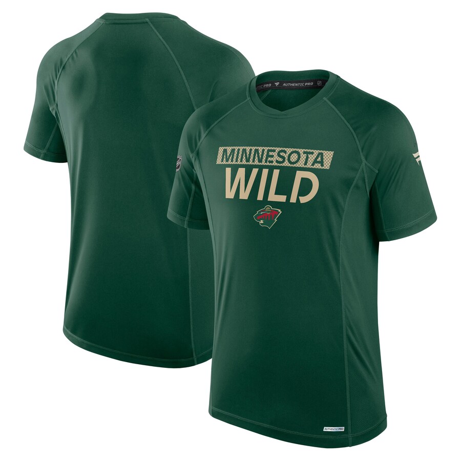 Men's Minnesota Wild Fanatics Green Authentic Pro Rink Tech T-Shirt
