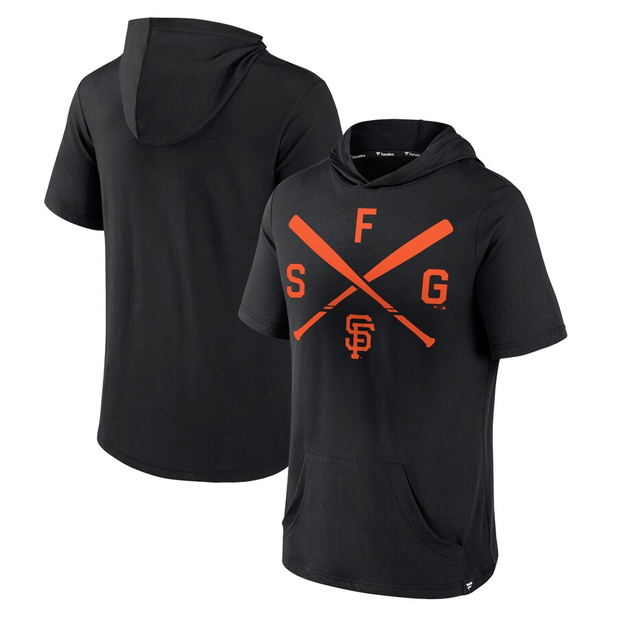 Men's San Francisco Giants Fanatics Black Iconic Rebel Short Sleeve Hooded Top