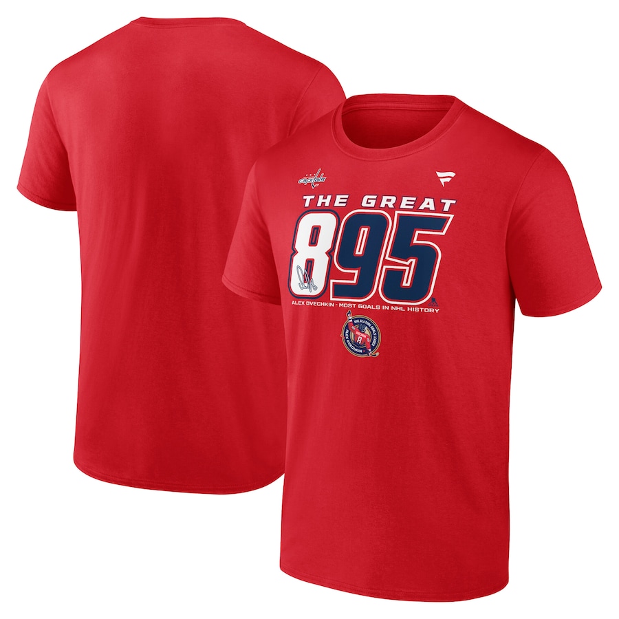 Men's Washington Capitals Alexander Ovechkin Red NHL All-Time Leading Goal Scorer 895 T-Shirt