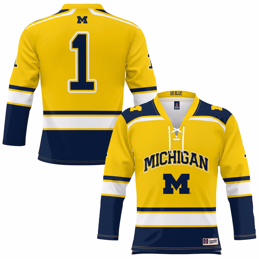 #1 Michigan Wolverines GameDay Greats Hockey Jersey - Maize