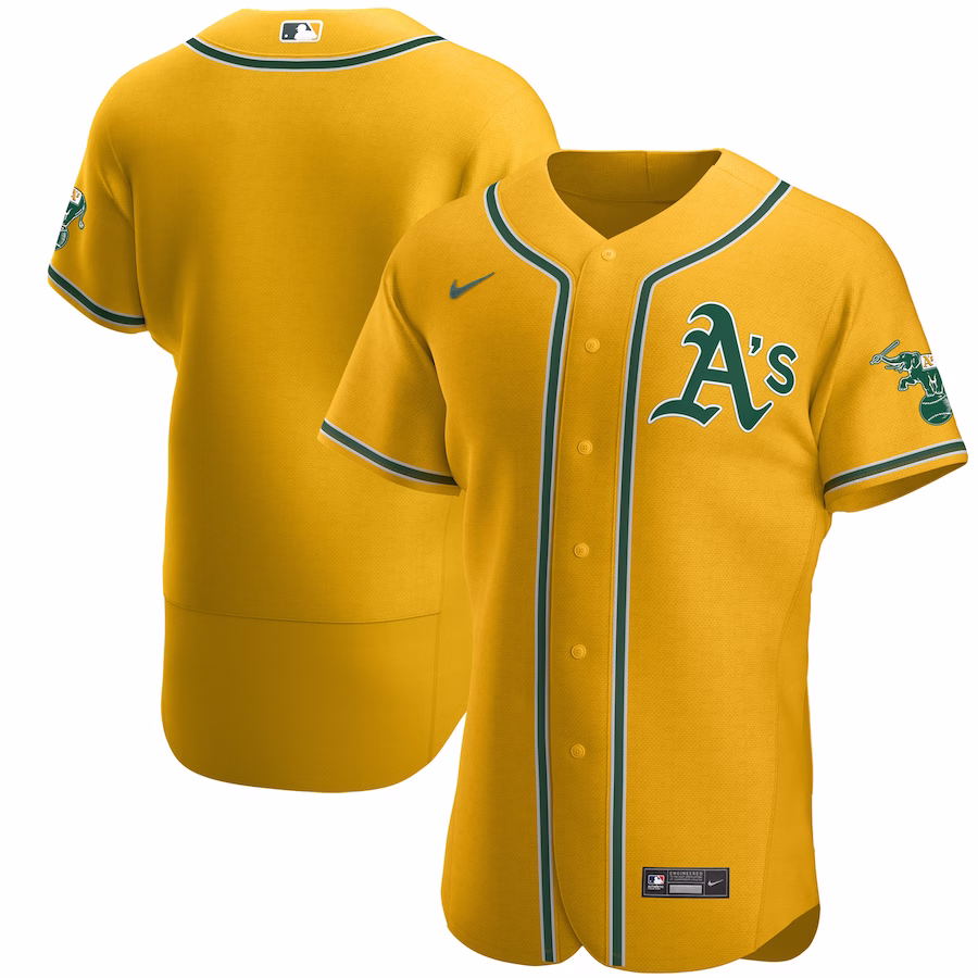 Men's Oakland Athletics Nike Gold Authentic Official Team Jersey