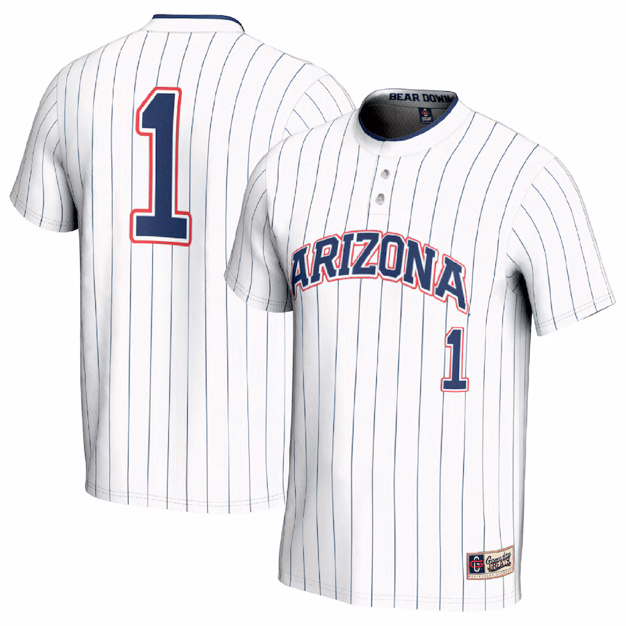 #1 Arizona Wildcats GameDay Greats Unisex Lightweight Softball Fashion Jersey - White