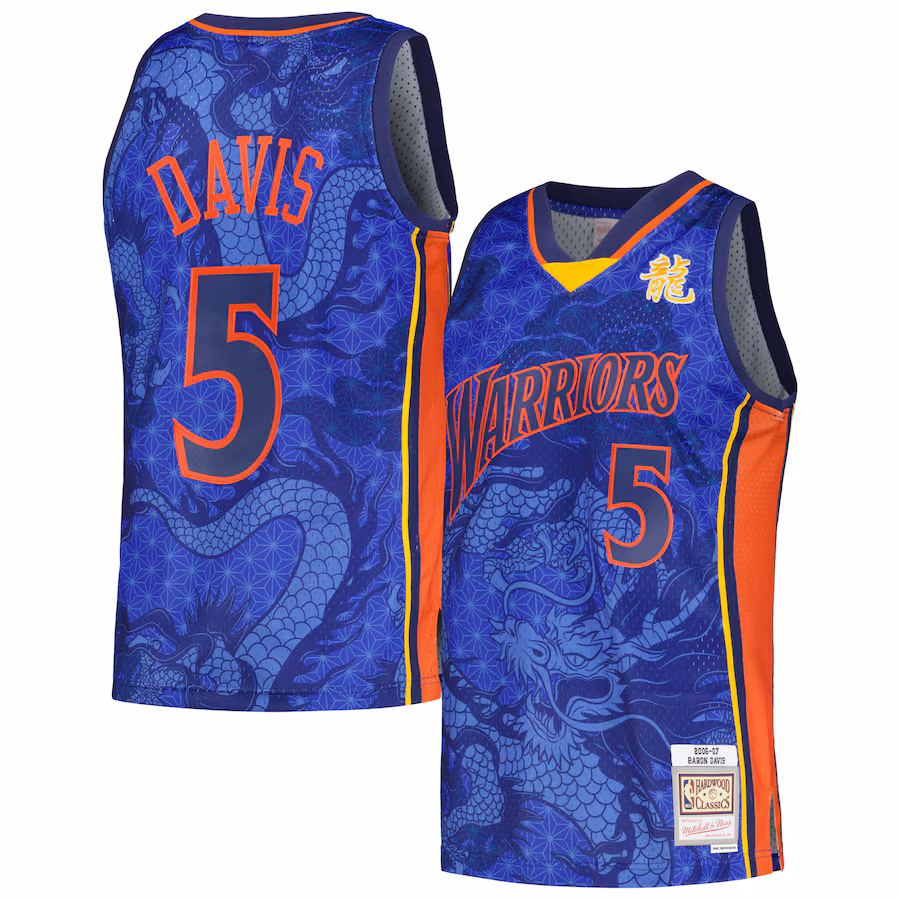Men's Golden State Warriors Baron Davis Mitchell & Ness Royal 2006/07 Hardwood Classics Asian Heritage 6.0 Swingman Throwback Player Jersey