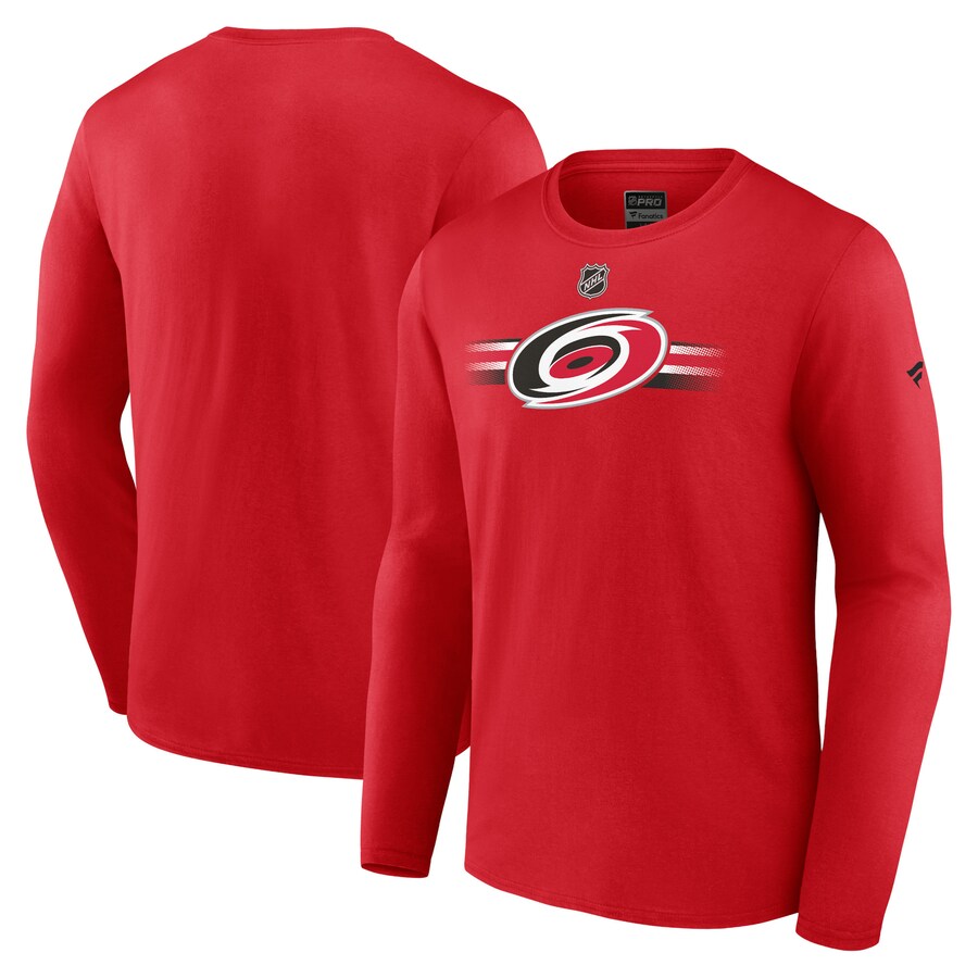 Men's Carolina Hurricanes Fanatics Red Authentic Pro Secondary Long Sleeve T-Shirt