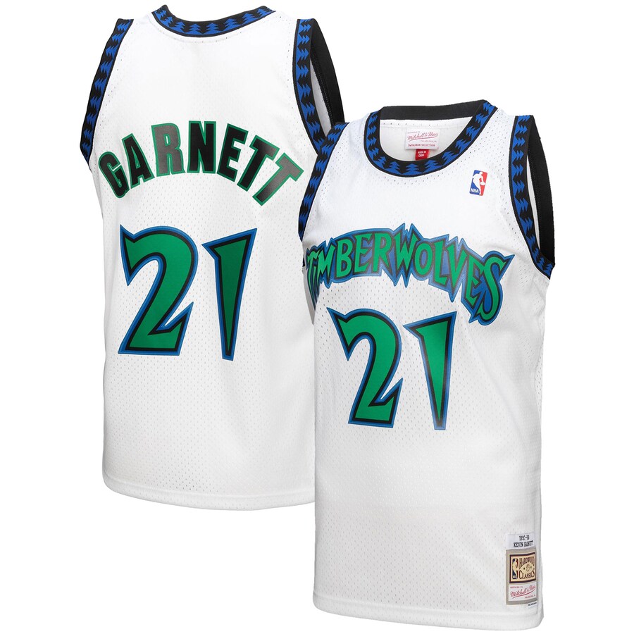 Men's Minnesota Timberwolves Kevin Garnett Mitchell & Ness White 1997-98 Hardwood Classics Reload 3.0 Swingman Jersey