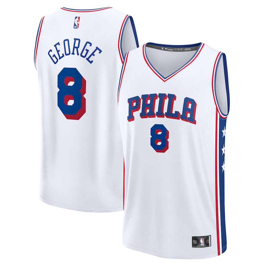 Men's Philadelphia 76ers Paul George Fanatics White Fast Break Replica Player Jersey - Association Edition