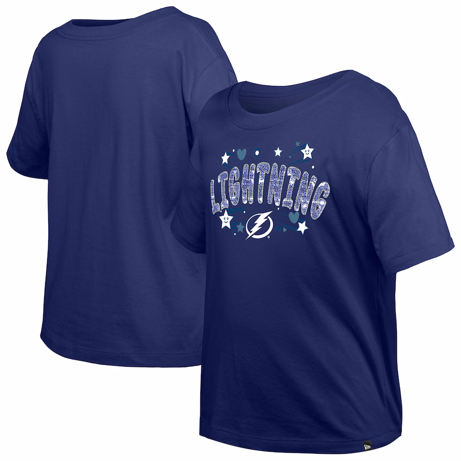 Girl's Youth Tampa Bay Lightning New Era Blue Flip Sequin T-Shirt