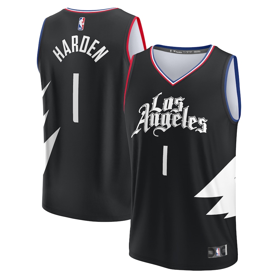 Youth LA Clippers James Harden Fanatics Black Fast Break Player Jersey - Statement Edition