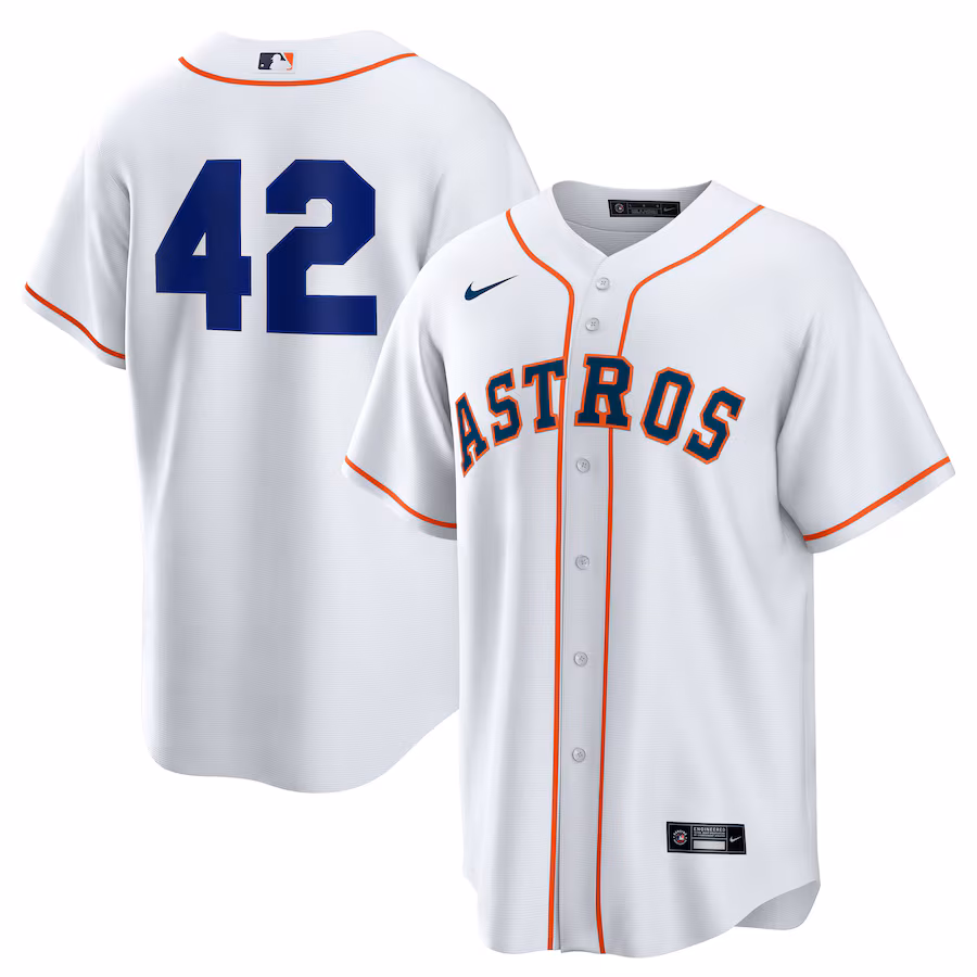 Men's Houston Astros Nike White Home 2025 Jackie Robinson Day Replica Jersey