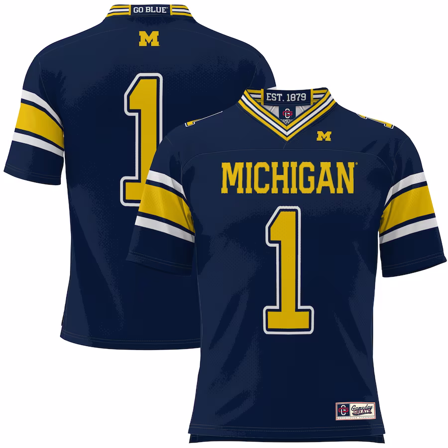 #1 Michigan Wolverines GameDay Greats Youth Football Jersey - Navy
