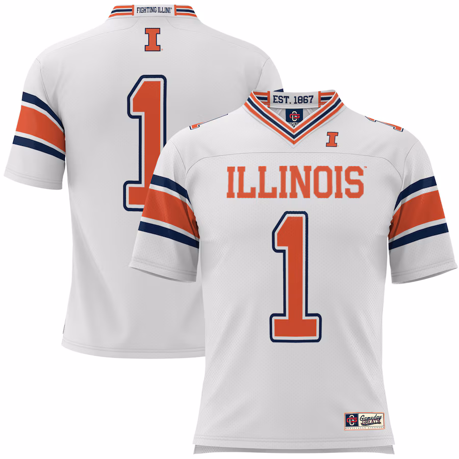 Men's GameDay Greats #1 White Illinois Fighting Illini Football Jersey