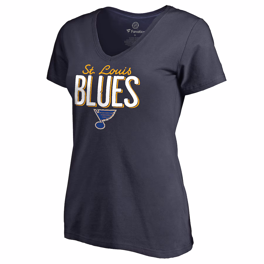 Women's St. Louis Blues Navy Nostalgia V-Neck T-Shirt