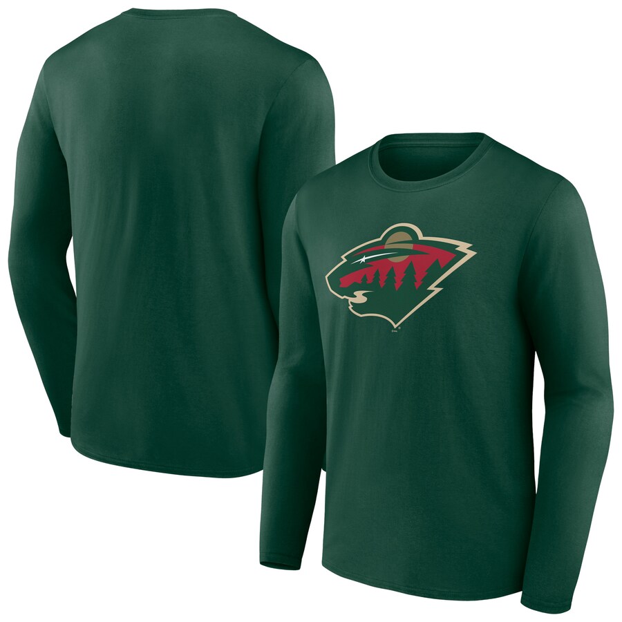 Men's Minnesota Wild Green Primary Logo Long Sleeve T-Shirt