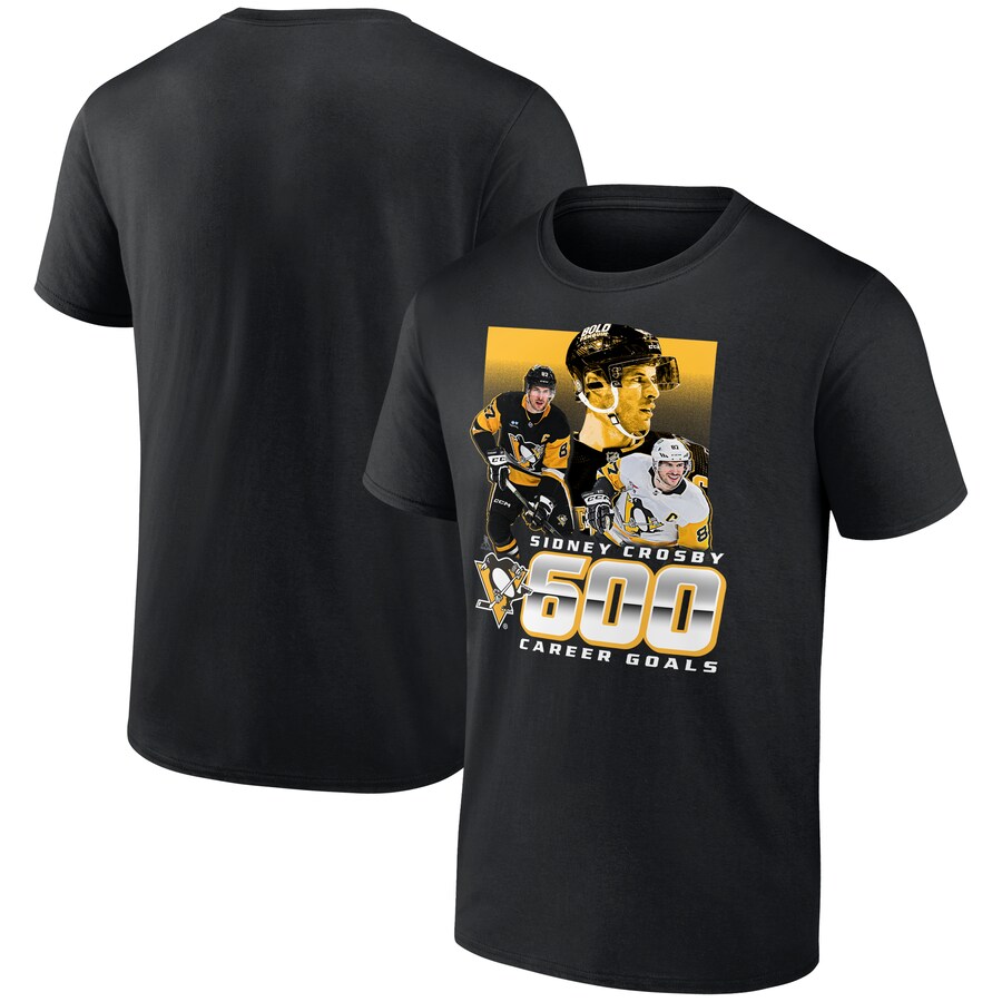 Men's Pittsburgh Penguins Sidney Crosby Black 600 Career Goals T-Shirt