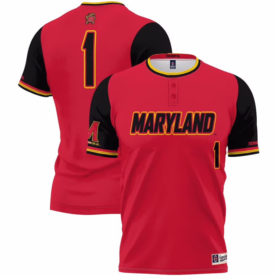 #1 Maryland Terrapins GameDay Greats Youth Lightweight Softball Jersey �?Red