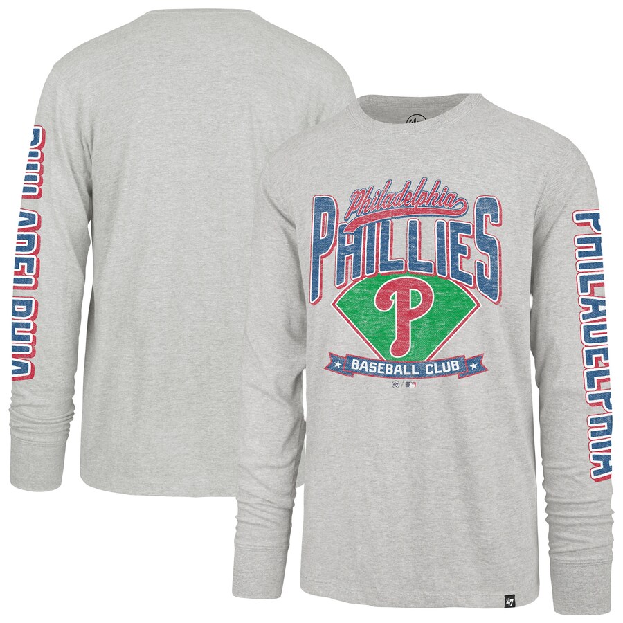 Men's Philadelphia Phillies '47 Gray Fair Ball Franklin Long Sleeve T-Shirt