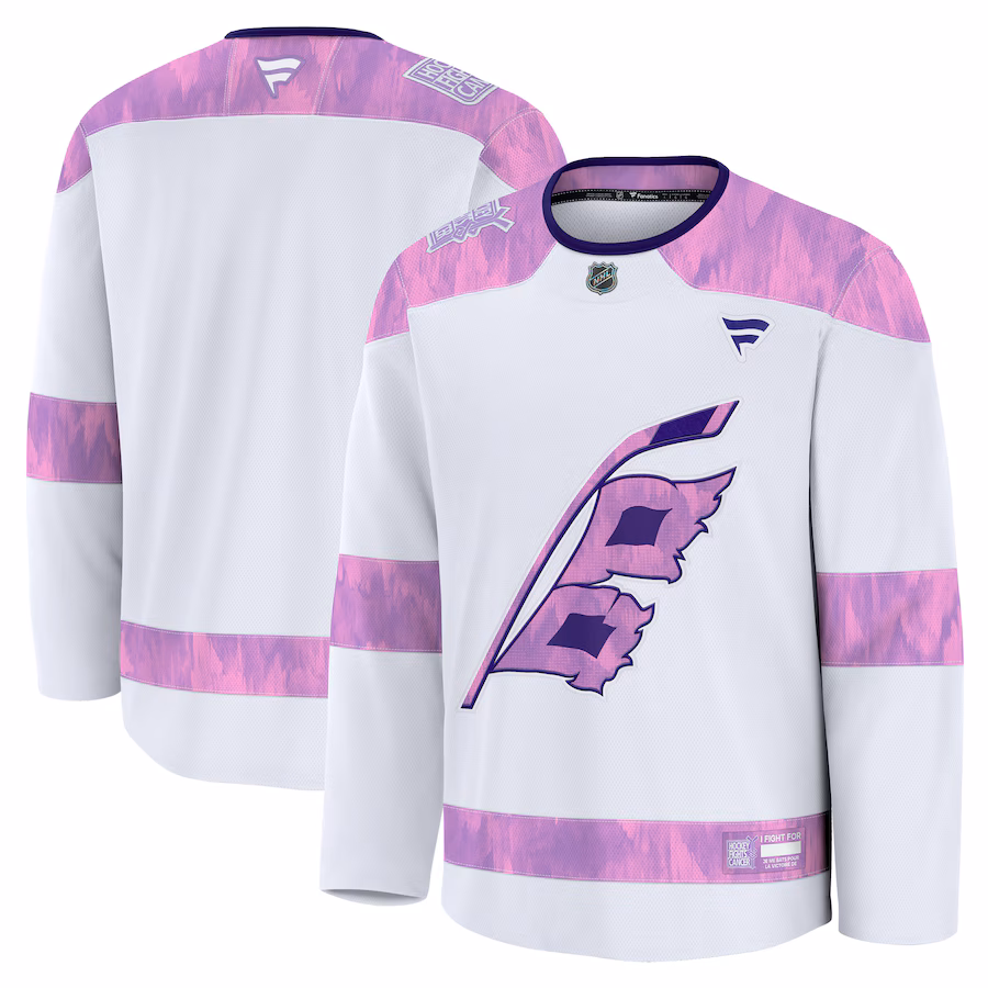 Men's Carolina Hurricanes Fanatics White 2024 Hockey Fights Cancer Practice Jersey