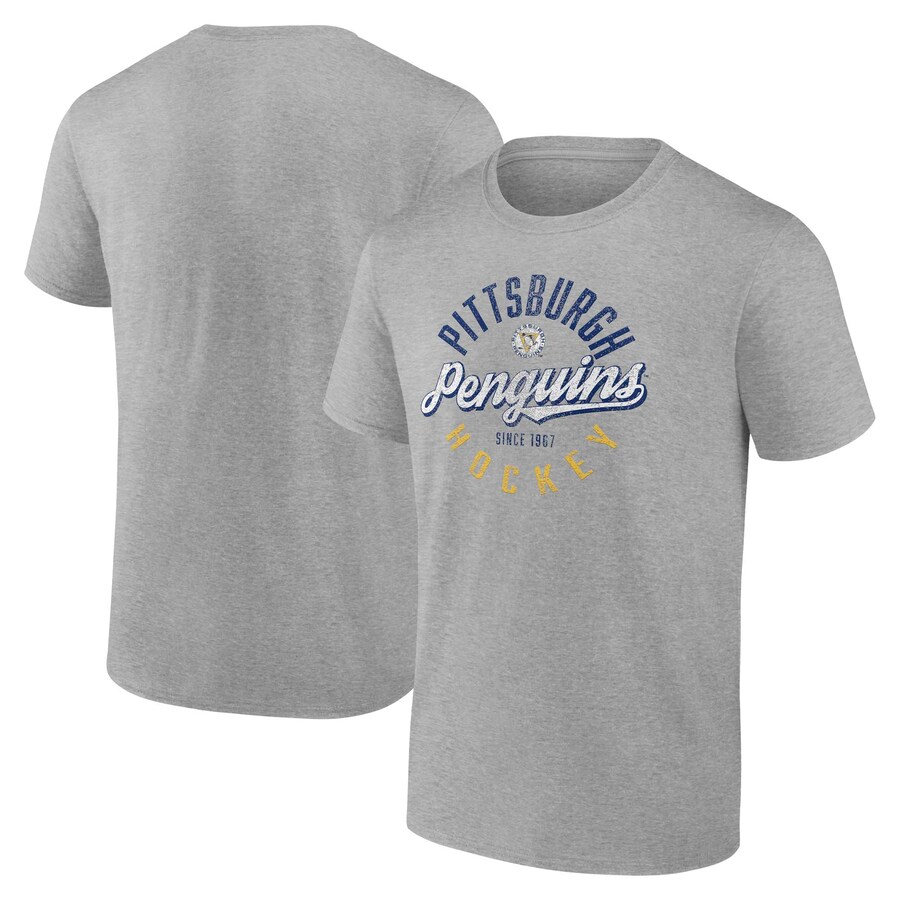 Men's Pittsburgh Penguins Fanatics Gray Emblem T-Shirt