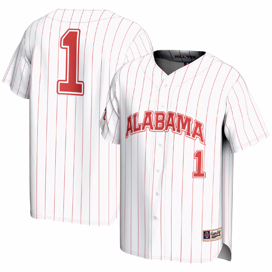#1 Alabama Crimson Tide GameDay Greats Lightweight Baseball Fashion Jersey - White