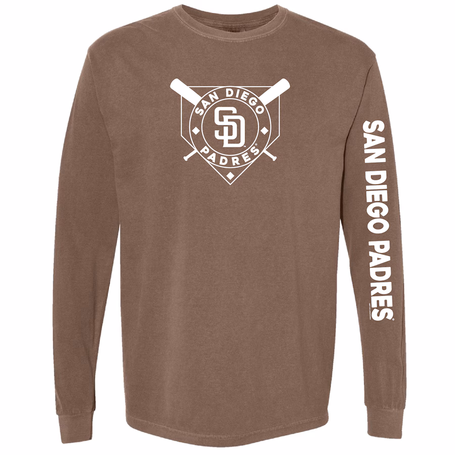 Women's San Diego Padres Soft as a Grape Brown Pigment Dye Long Sleeve T-Shirt