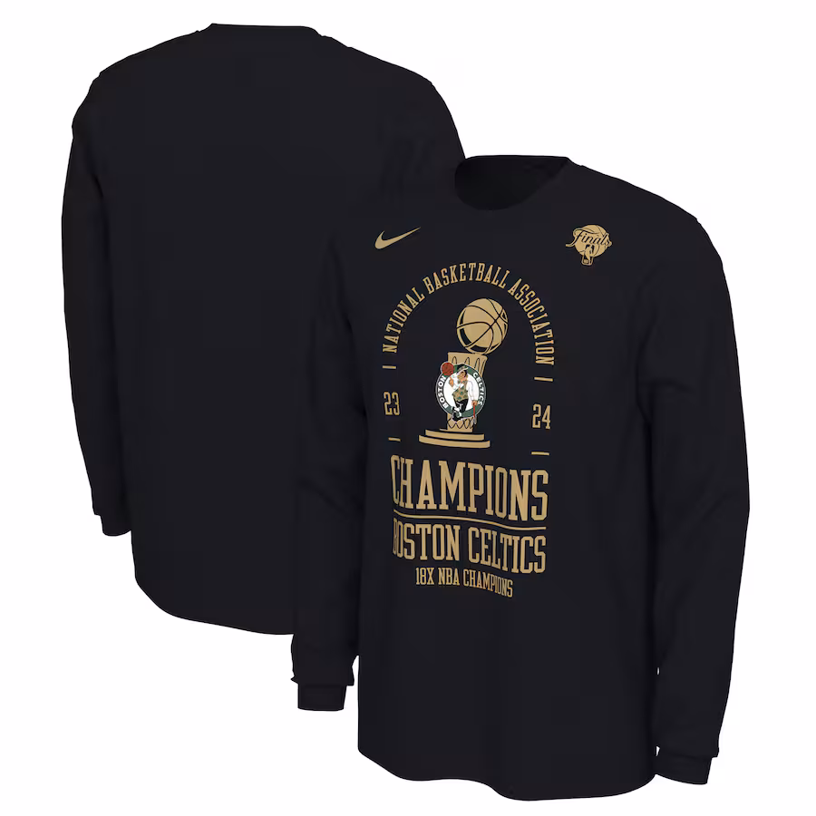 Men's Boston Celtics Nike Black 18-Time NBA Finals Champions Locker Room Long Sleeve T-Shirt
