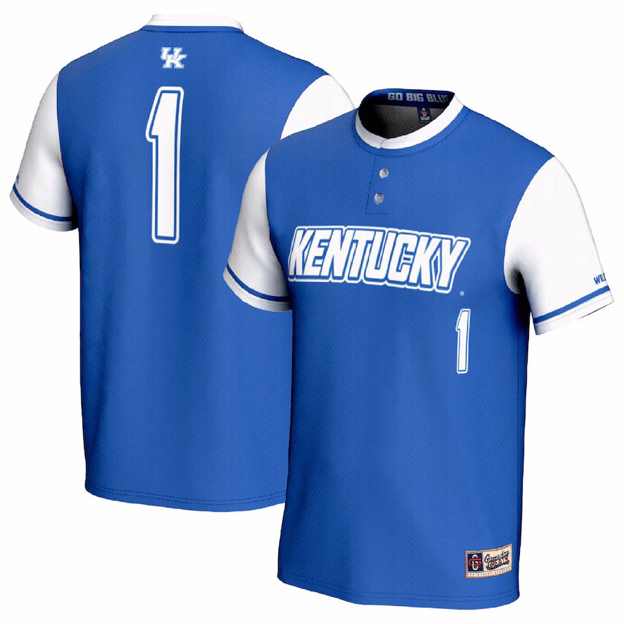 #1 Kentucky Wildcats GameDay Greats Unisex Lightweight Softball Fashion Jersey - Royal/White