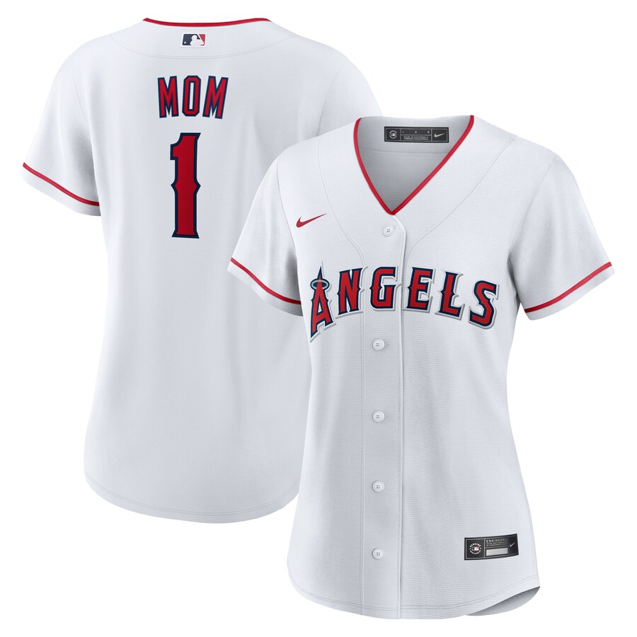 Women's Los Angeles Angels Nike White #1 Mom Home Replica Jersey