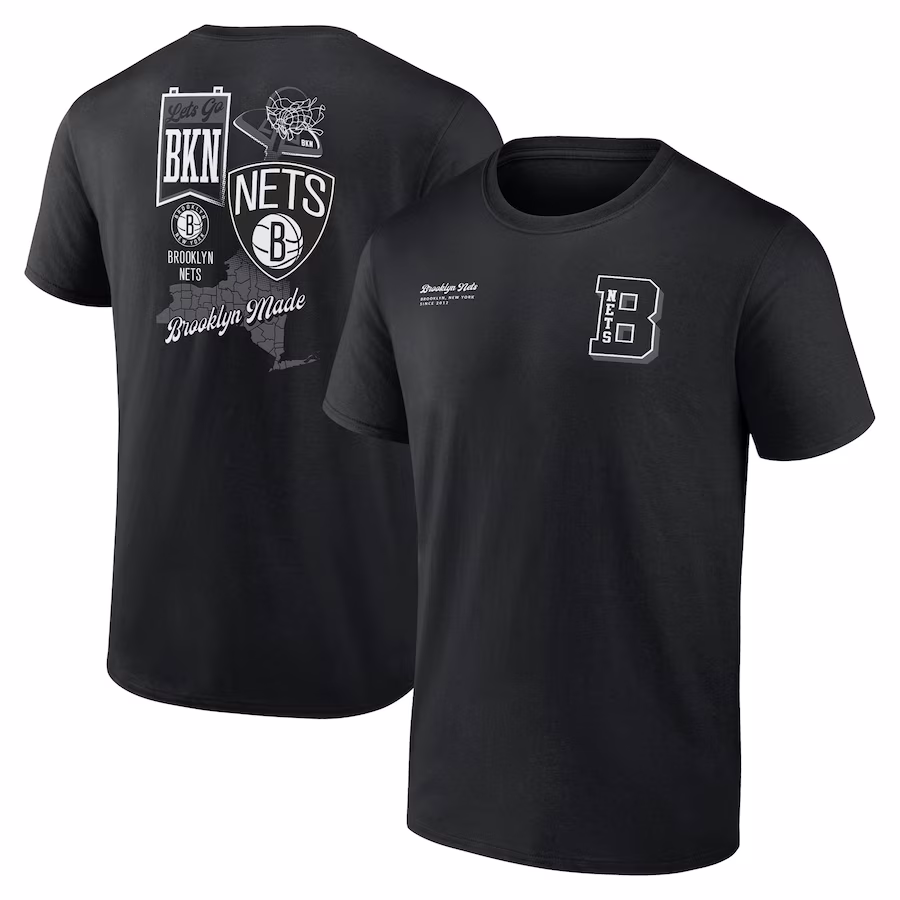Men's Brooklyn Nets Black Split Zone T-Shirt