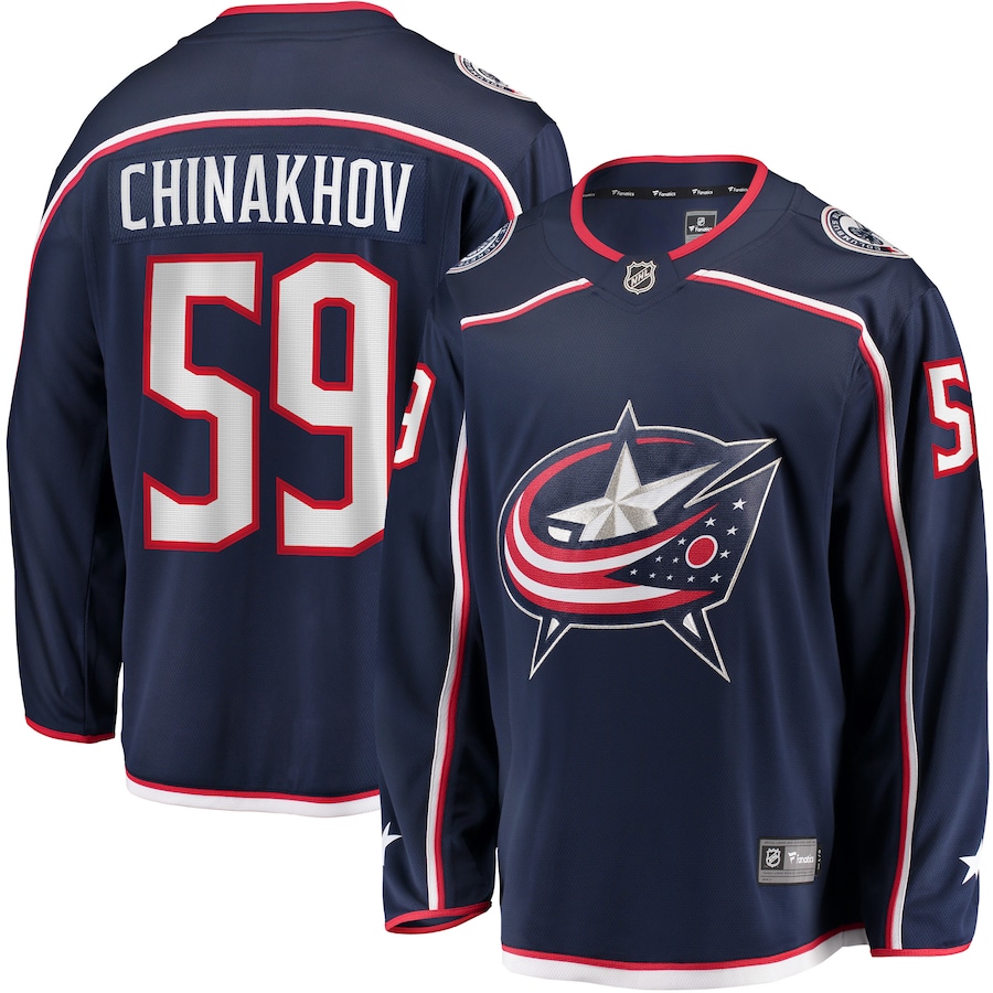 Men's Columbus Blue Jackets Yegor Chinakhov Fanatics Navy Home Breakaway Player Jersey