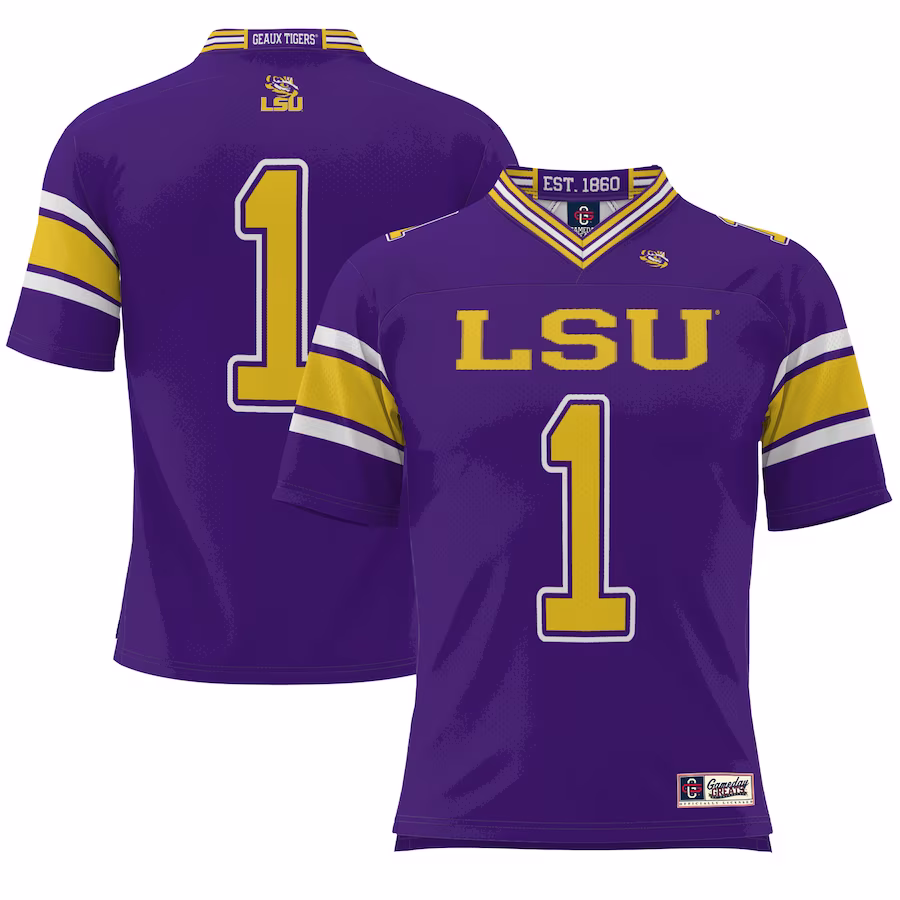 #1 LSU Tigers GameDay Greats Youth Endzone Football Jersey - Purple
