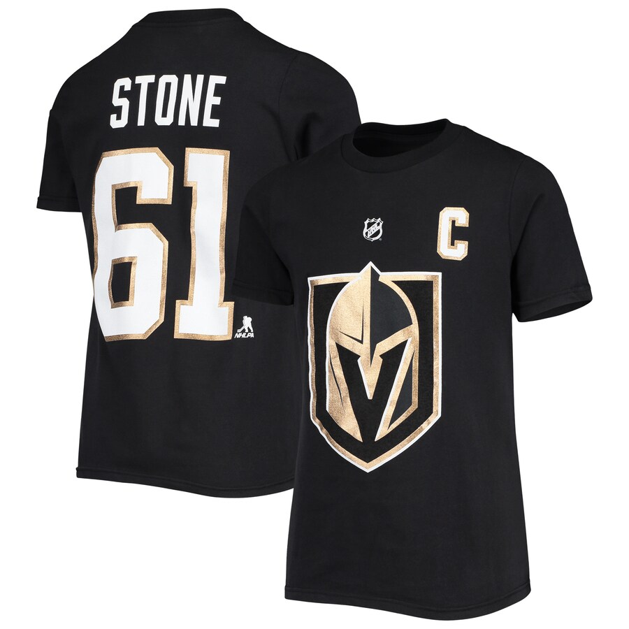 Youth Vegas Golden Knights Mark Stone Black Player Name & Number T-Shirt