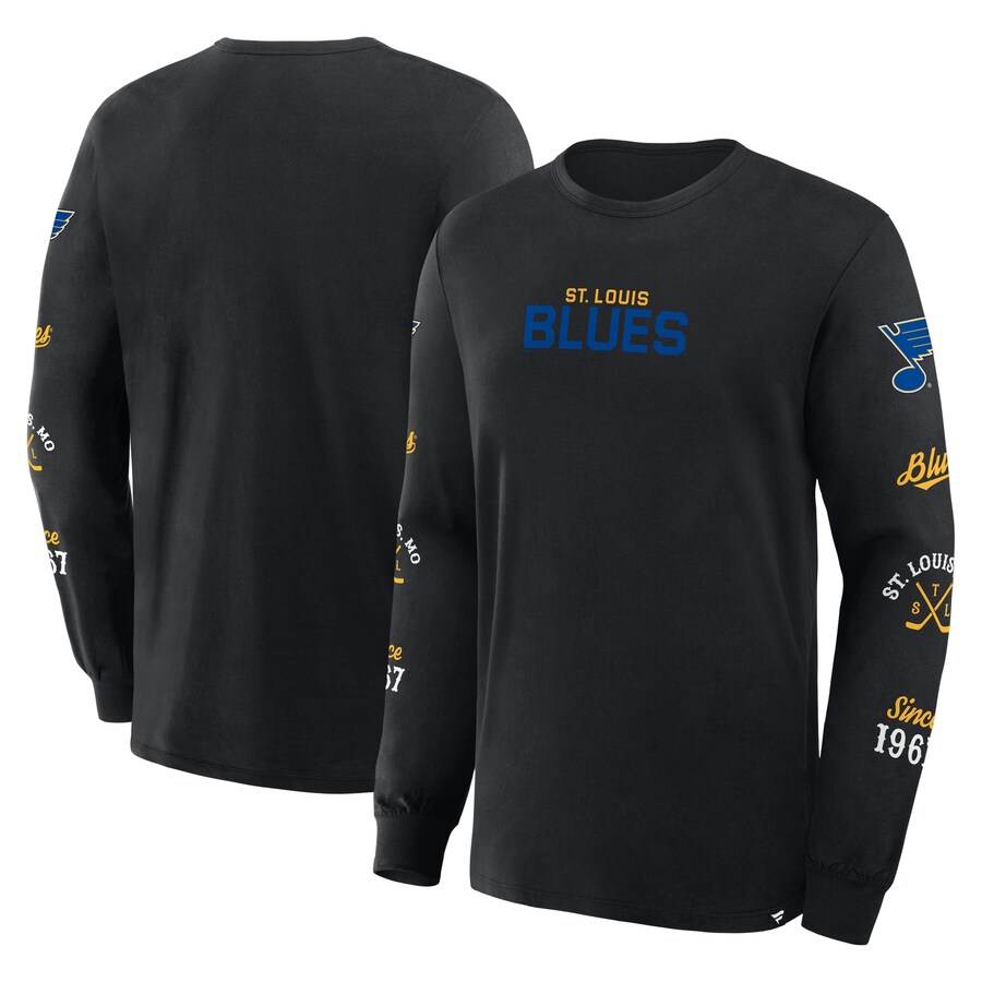Men's St. Louis Blues Fanatics Black Boxed In Legacy Long Sleeve T-Shirt