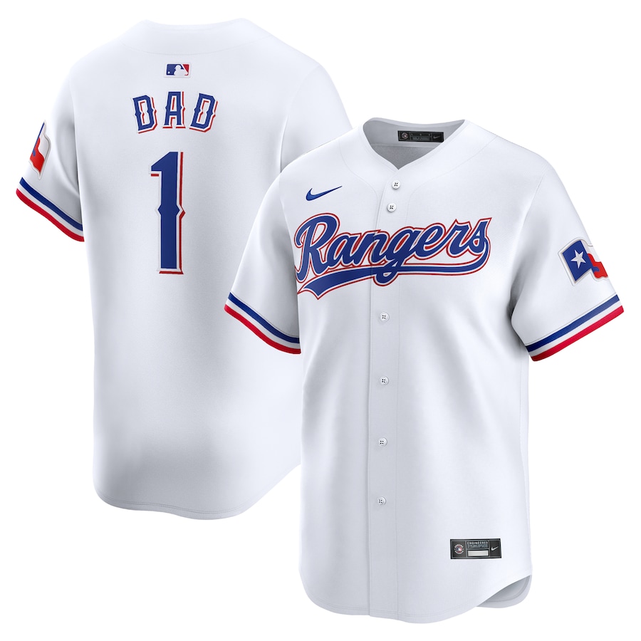 Men's Texas Rangers Nike White #1 Dad Home Limited Jersey
