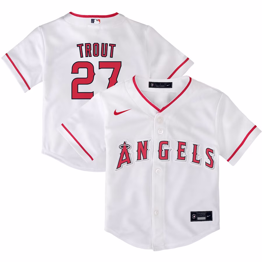 Toddler Los Angeles Angels Mike Trout Nike White Home Replica Player Jersey