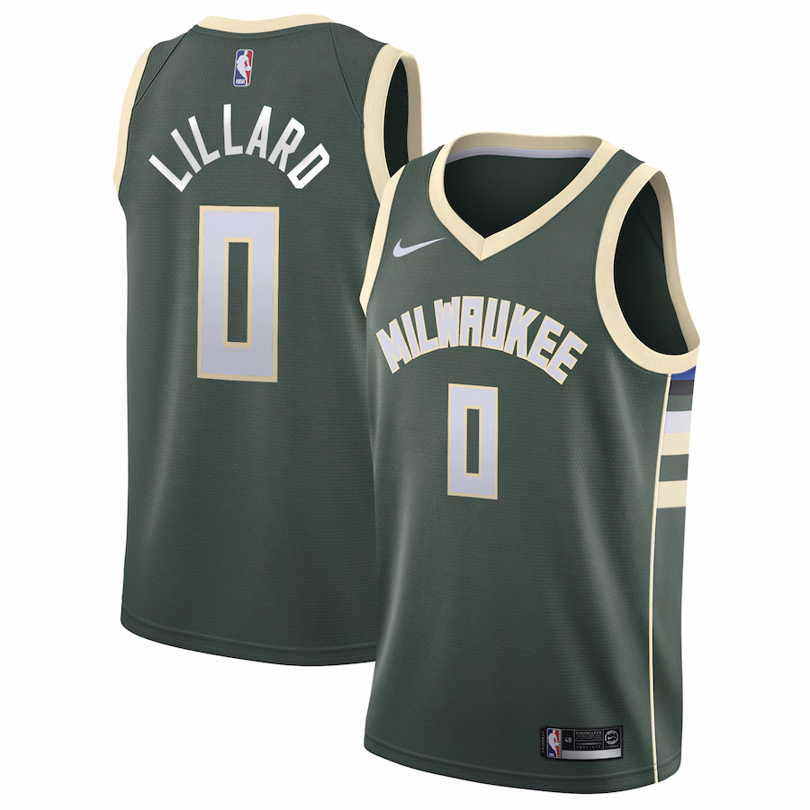 Unisex Milwaukee Bucks Damian Lillard Nike Hunter Green Swingman Player Jersey - Icon Edition