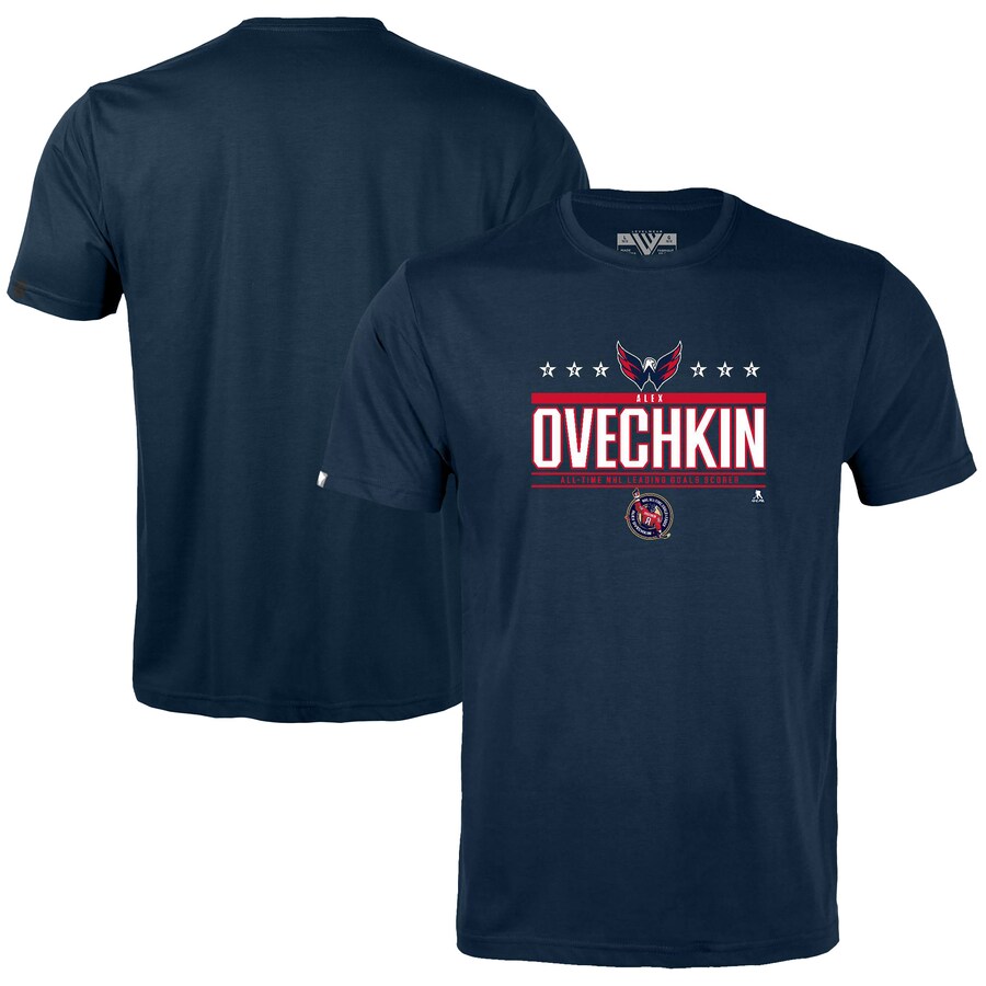 Youth Washington Capitals Alexander Ovechkin Levelwear Navy NHL All-Time Leading Goal Scorer Milestone Stars Name & Number Little Richmond T-Shirt