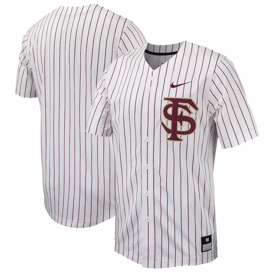 Florida State Seminoles Nike Pinstripe Replica Full-Button Baseball Jersey - White/Garnet