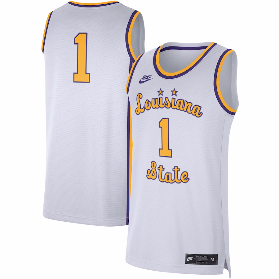 #1 LSU Tigers Nike Replica Basketball Jersey - White