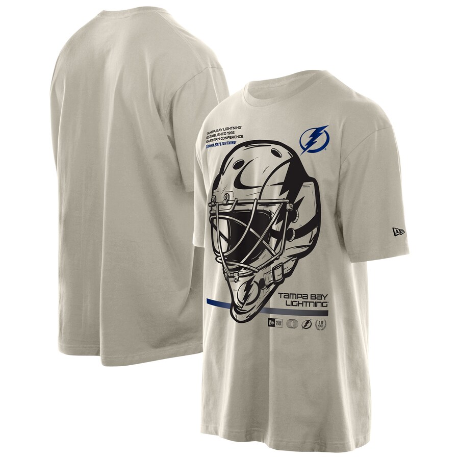 Men's Tampa Bay Lightning New Era Tan Goalie Mask T-Shirt