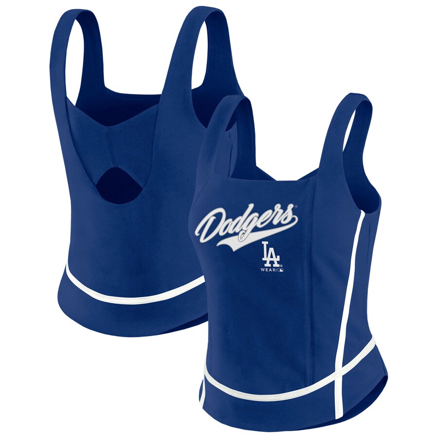Women's Los Angeles Dodgers WEAR by Erin Andrews Royal Square Neck Tank Top