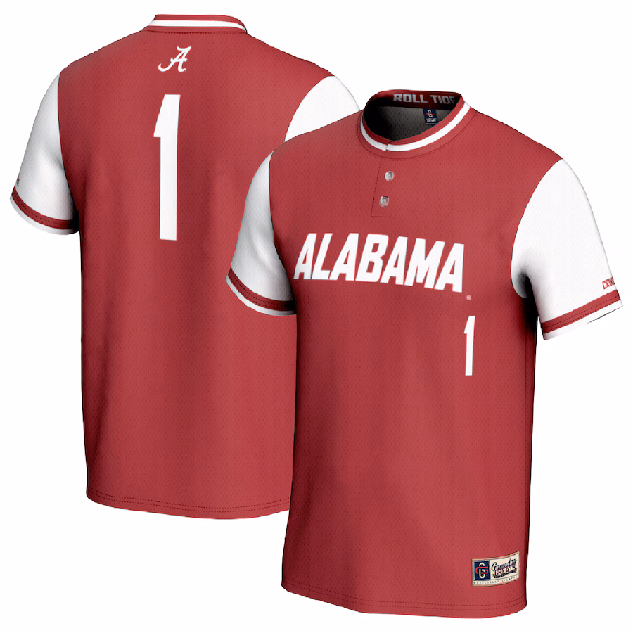 #1 Alabama Crimson Tide GameDay Greats Youth Lightweight Softball Fashion Jersey - Crimson/White