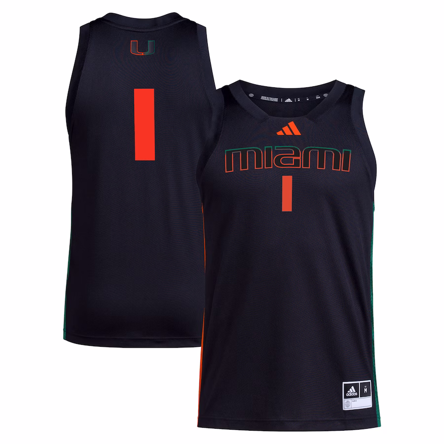 #1 Miami Hurricanes adidas Swingman Jersey - Black